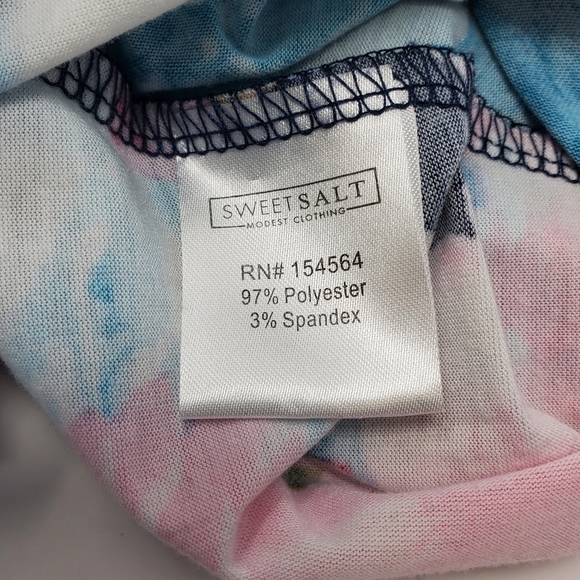 SWEET SALT MODEST CLOTHING SHORT SLEEVE BLUEVPINK FLORAL MIDI DRESS WOMEN SMALL - Picture 12 of 13